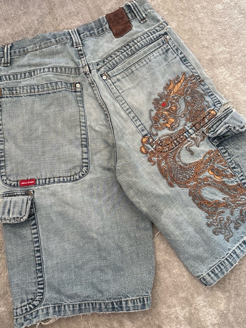 JNCO Light Blue Distressed Cargo Denim Shorts